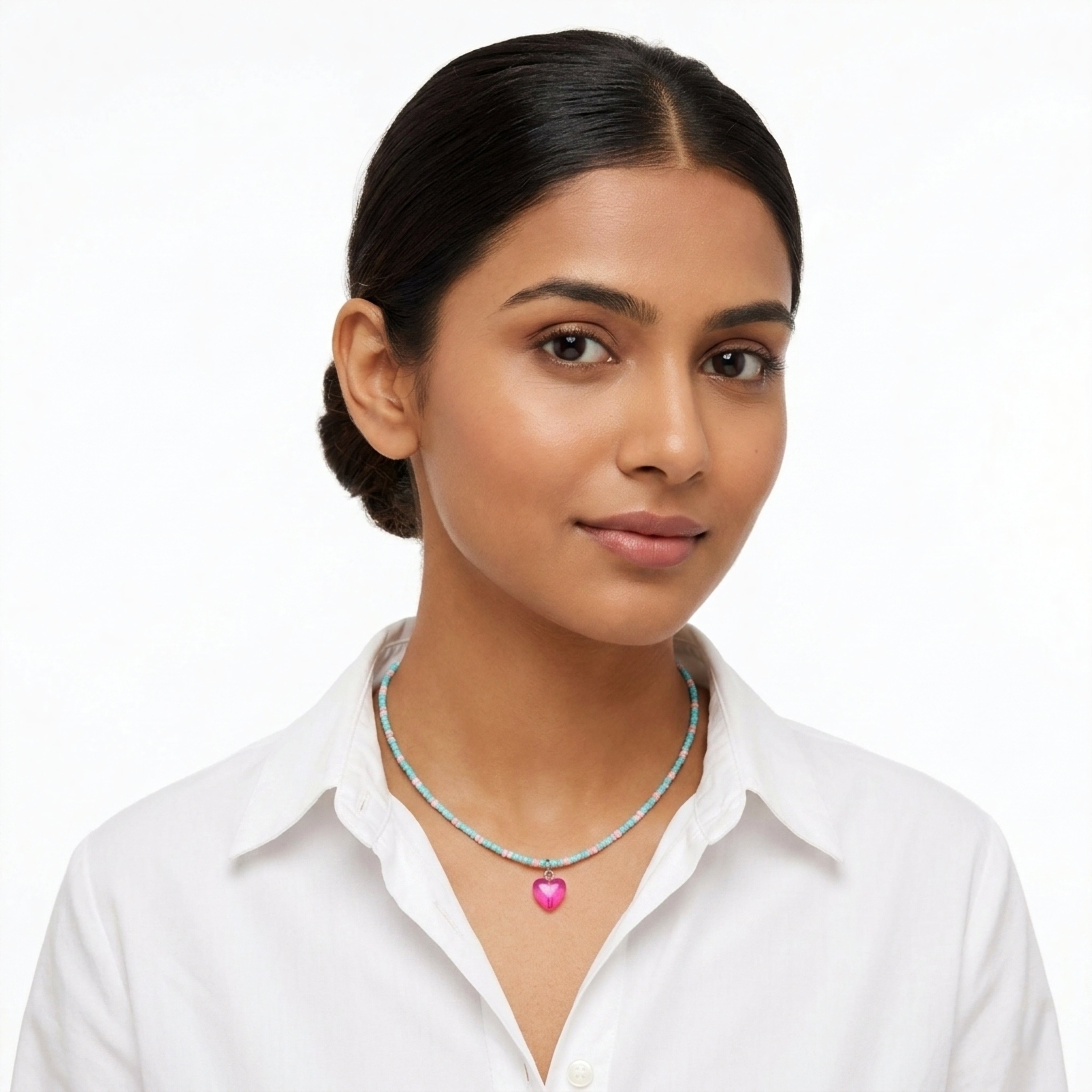 Pink heart pendant necklace ✨