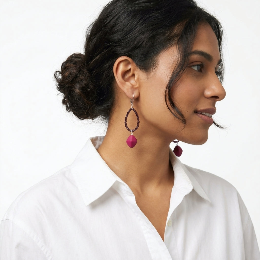 Deep purple ♦️ beaded earrings ✨