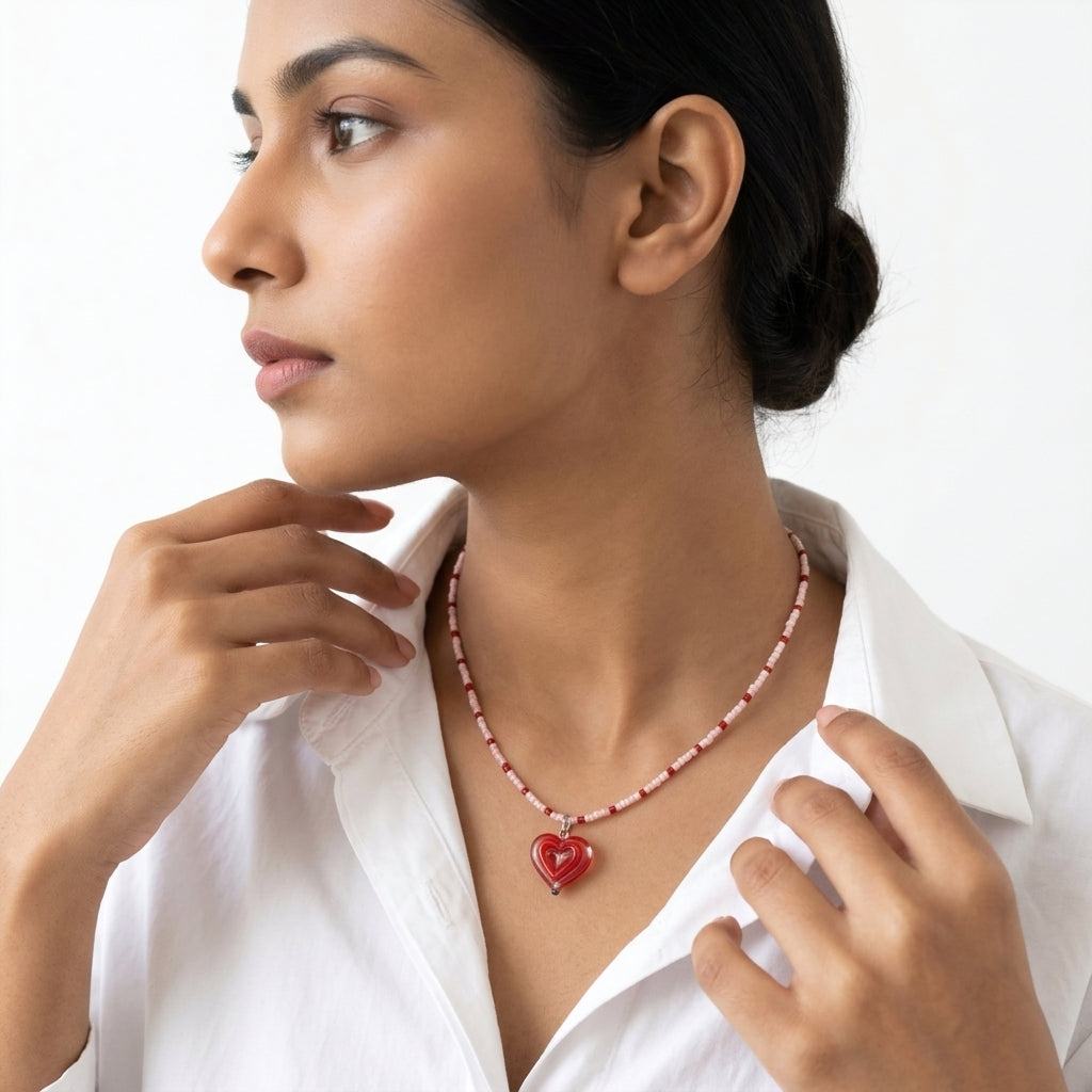 Red heart ❤️ pendant necklace ✨