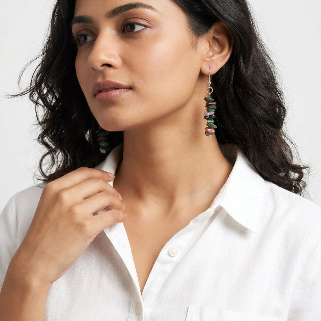 Stacked earthy beaded earrings ✨