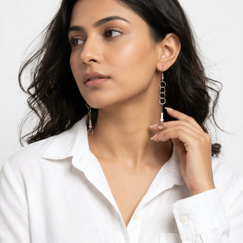 Pearl linked beaded earrings ✨